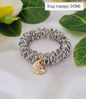 Резинка 5,5см  з  Пісочно Сірим стіклярусом 243116 фото