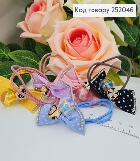 Резинка шнурок подвійна Бантик з бусинками та камінцями в асор. 252046 фото
