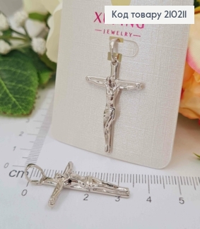 Крестик родованный, с распятием, 3*2см, Xuping 210211 фото