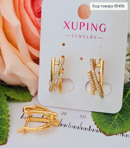 Серьги "Сан-Франциско" с камешками, 2см. англ. зам. Xuping 18K 115456 фото 1