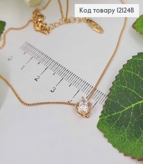 Цепочка якорное плетение, с подвесочкой с камешком 6мм, длина 45+5см, Xuping 18K 121248 фото