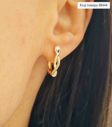 Серьги "Бесконечность", длина 1,6см, английская застежка, XUPING 18K 118444 фото 1