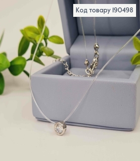 Жилка прозрачная родованная с Блестящим камнем в оправе (6мм), длина 45+5см, Xuping 190498 фото