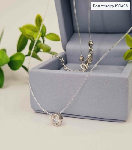 Жилка прозрачная родованная с Блестящим камнем в оправе (6мм), длина 45+5см, Xuping 190498 фото 1