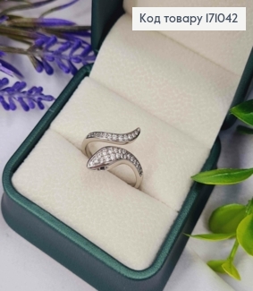 Кольцо родованное "Змейка" украшено Блестящими камнями, Xuping  171042 фото