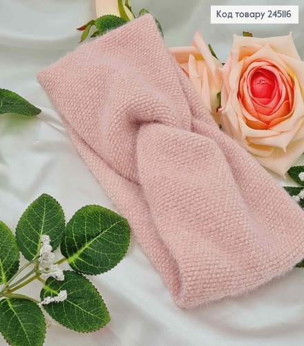 Пов'язка чалма "Пушистик", якісна, м'яка,кольору ПУДРИ, діамтр 50см,ширина 11см, Україна 275010 фото 1