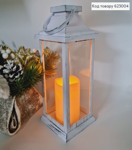 Ліхтарик  прозорий   31 см на батарейках білий 623004 фото 1