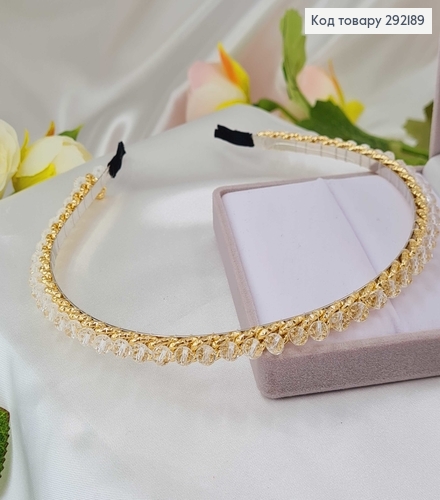 Обруч металл с прозрачными камнями  6мм по всей длине  292189 фото 1