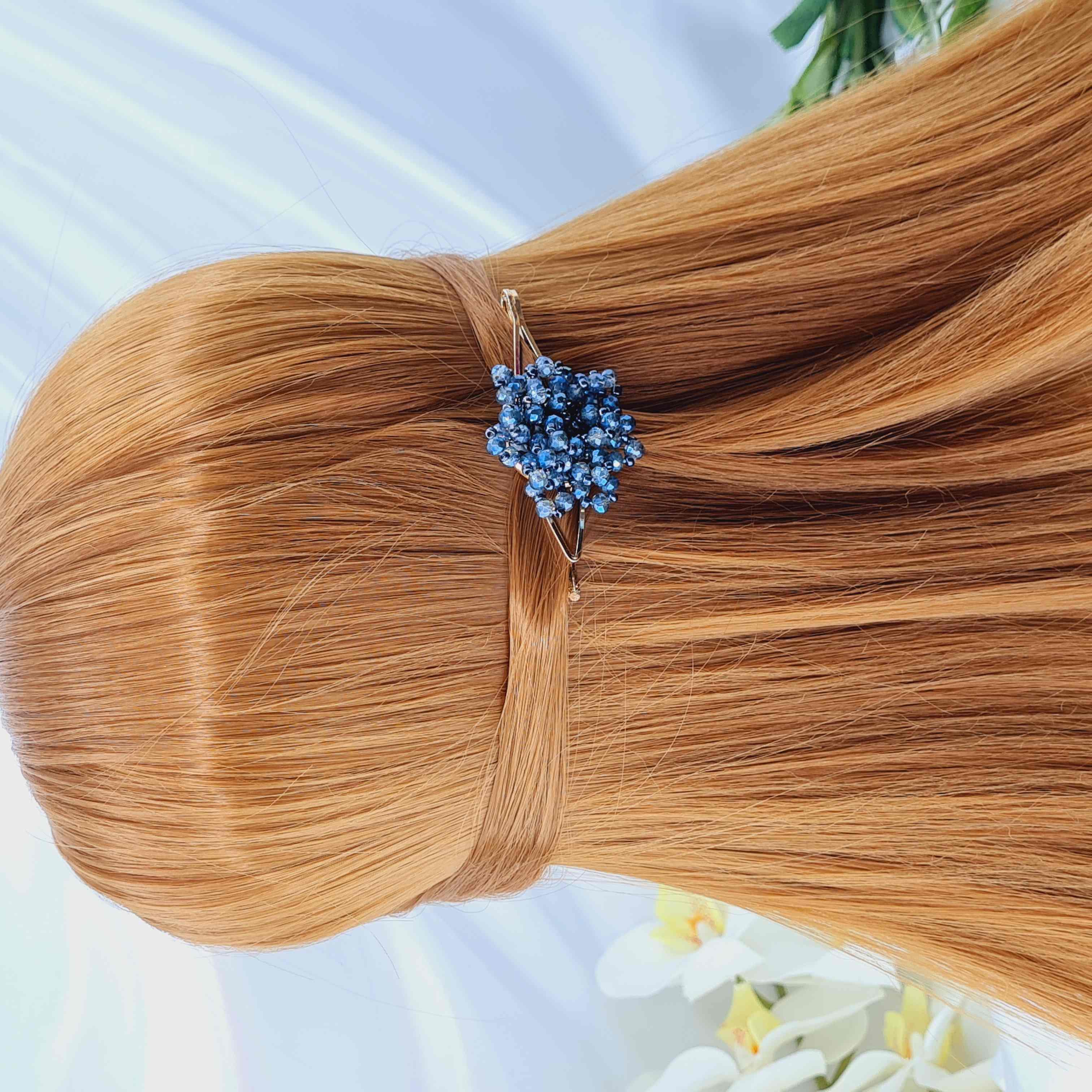 Заколка невидимка, квіточка з бусинок та бісеру, кольори в асорт. 232066 фото 4