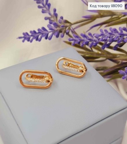 Серьги "Exclusive" с Блестящими камешками, 1,9см, английская застежка, Xuping 18К 118090 фото 2