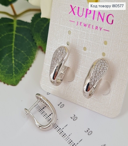 Серьги Овальные 20,7см (англ.зстежка) родированые Xuping 180577 фото 2
