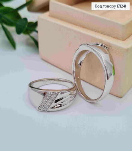 Перстень родований прикрашений Блискучими камінцями в два ряди, Xuping 171241 фото 1