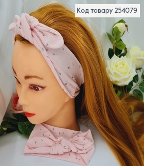 Повязка детская РОЗОВАЯ в цветочки, 15,5*6см, ручная работа Украина 254079 фото