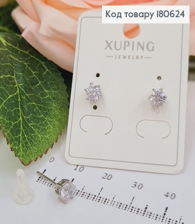 Серьги гвозди родованные с камешком 0.5см Xuping 180624 фото