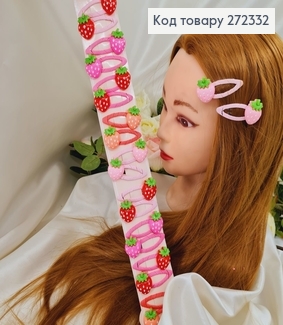 Заколка ток так детская Клубничка в асс. (10пар) 272332 фото
