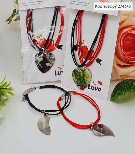 Браслет плетеный, глянцевый, черный/красный 2 шт. BEST FRIENDS в ассорт. 274173 фото 1