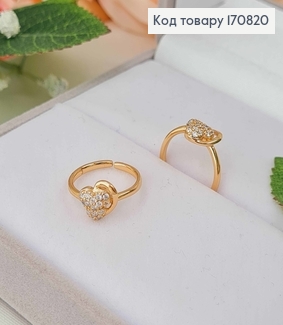 Кольцо "СЕРДЦЕ" маленькое, с регуляцией размера (14-15), на фалангу Xuping 18К 170820 фото