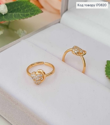 Кольцо "СЕРДЦЕ" маленькое, с регуляцией размера (14-15), на фалангу Xuping 18К 170820 фото 1