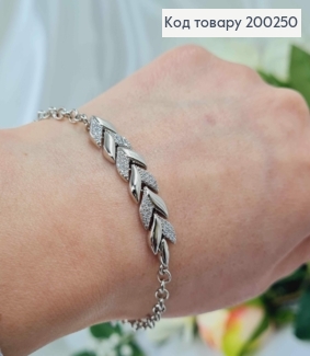 Браслет родований, Колосок, в камінцях, шир.0,8см, довж. 17+3см, Xuping 200250 фото