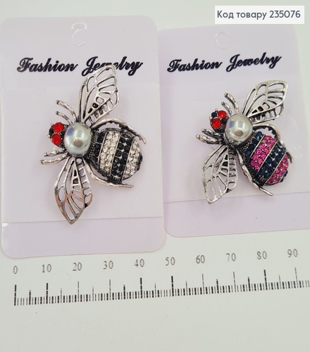 Брошь металл Муха с камнями 235076 фото 1