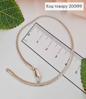 Браслет родований, плоске плетіння, шир. 2мм, довж. 19см, Xuping 18K 200199 фото