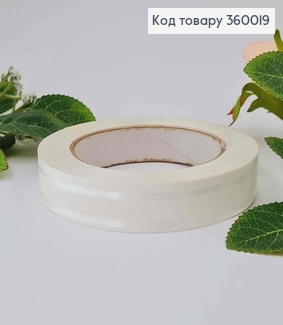 Лента полипропиленовая, БЕЛАЯ+СЕРЕБРО, двусторонняя, шир. 2см, дл. 21м. 360019 фото