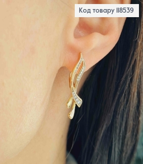 Серьги "Воздушные" с Блестящими камешками, 2,8см, английская застежка, Xuping 18К 118539 фото