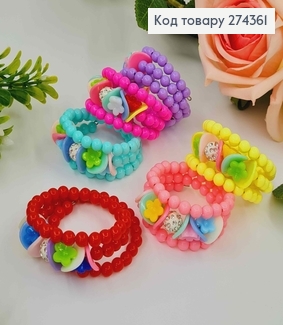 Браслет пружинка, с разноцветными бусинками и шариком в камнях, цвета в ассорт. 274361 фото