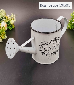 Лійка-кашпо, метал, білого кольору, з написом "Garden" , висота 10см, Польща 591305 фото