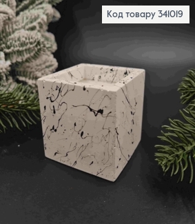 Cвічка стакан (гіпс), Білого кольору з Чорною павутинкою, 65*65*65мм, 8год/горіння, YUNIOR CANDLE 341019 фото