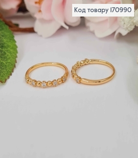 Кольцо тоненькое "Нежность" с камнями, Xuping 18К 170990 фото