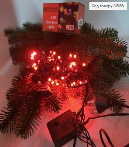 Гирлянда мини шар черная проволока 9 м 100 LED красная( с удлинителем) 613138 фото 1