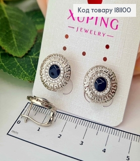 Серьги родованные, Версаче с черной вставкой и камешками, 1,4 см, англ. зам. Xuping 181100 фото