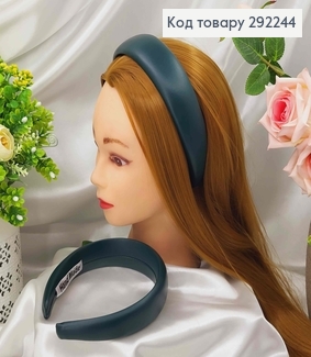 Обруч широкий 4,5см, ЭКОкожа, цвет ТЕМНО-ЗЕЛЕНЫЙ, ручная работа, Украина. 292244 фото