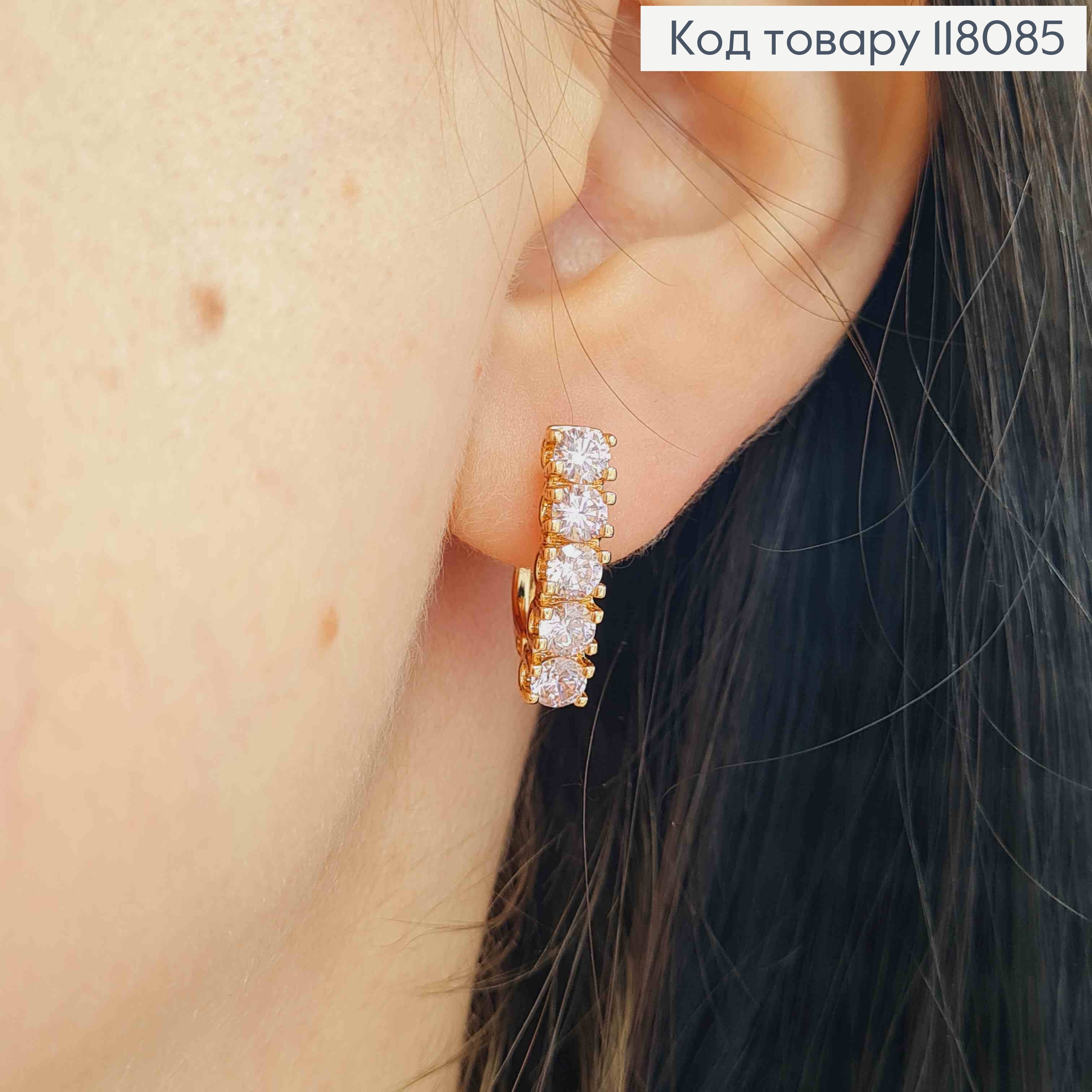 Серьги "ВЕНЕРА" украшены Розовыми камешками, 1,7см, английская застежка, Xuping 18К 118085 фото 3