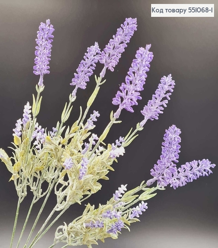 Искуственный цветок лаванда пластик с 7 веточек на металической основе 47см 551068-1 фото 1