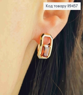 Серьги "Роуз" с Красным камнем, 1,5см, английская застежка, Xuping 18К 119457 фото