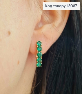 Серьги "ВЕНЕРА" украшены Зелеными камешками, 1,7см, английская застежка, Xuping 18К 118087 фото
