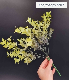 Искусственный цветок, 7 веточек, полевая мята, Зеленая, на металлическом стержне, 35см 551117 фото