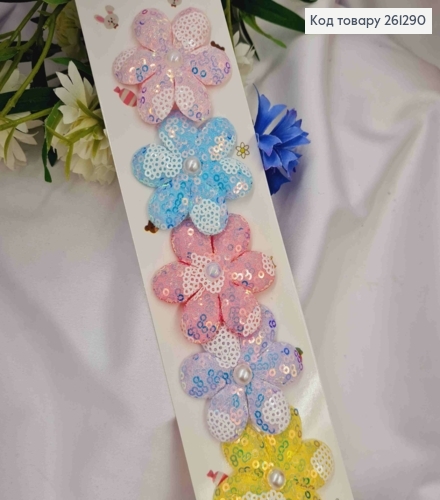 Набор детских резинок (10шт) ЦВЕТОК в Поётках (4*3см), резинка диаметр 3,5см, ярких цветов 261290 фото 1