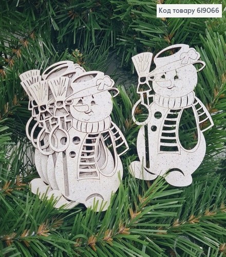 Набор игрушек деревянных Снеговик блеск 9,5*6 см см 5 шт/уп 619066 фото 1