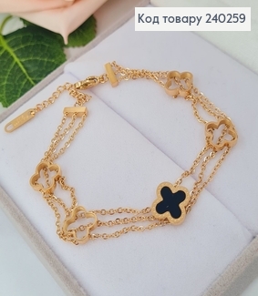 Браслет 16+5 см Van Cleef, Три Линии, цвет золотой, Stainless Steel 240259 фото