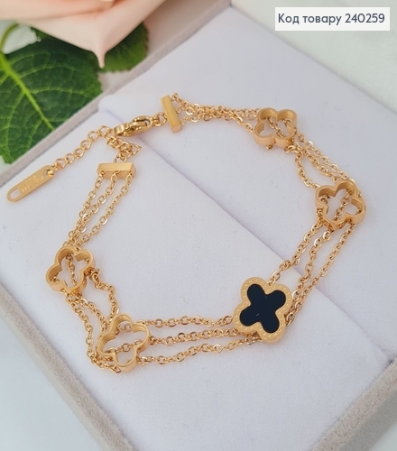 Браслет 16+5 см Van Cleef, Три Линии, цвет золотой, Stainless Steel 240259 фото 1