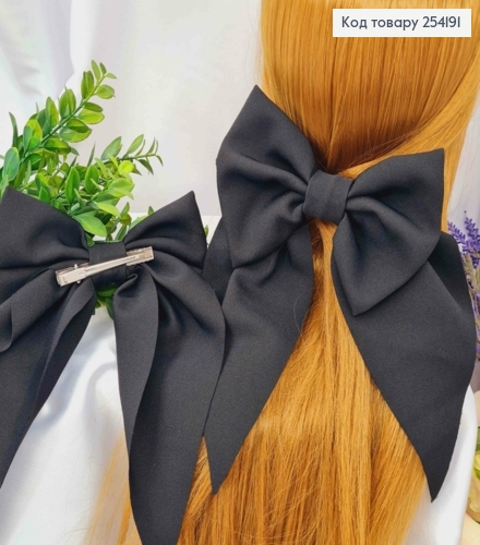 Заколка (6,5см) Бант (15*25см) ЧЕРНЫЙ, креп, ручная работа, Украина 254191 фото 1