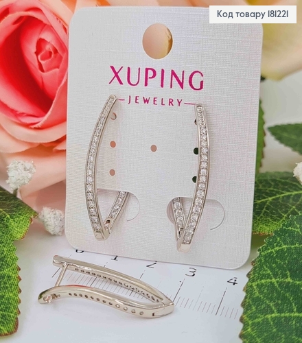 Сережки стрелы, в камнях на внешней и внутренней сторонах, 3см, англ. зам. Xuping 181221 фото 1