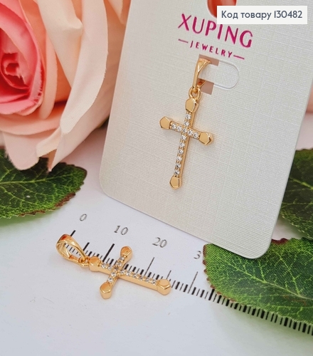 Крестик в камешках, 2*1,5см, Xuping 18K 130482 фото 1