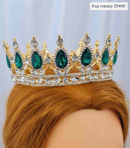 Корона под Золото, со ИЗУМНЫМИ КАМЕШКАМИ, диаметр 13см, высота 5см (можно на торт) 294145 фото 1