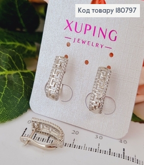 Сережки родированые пластинка Версаче с камнями (англ.застежка), 1,7*0,6см, Xuping 180797 фото