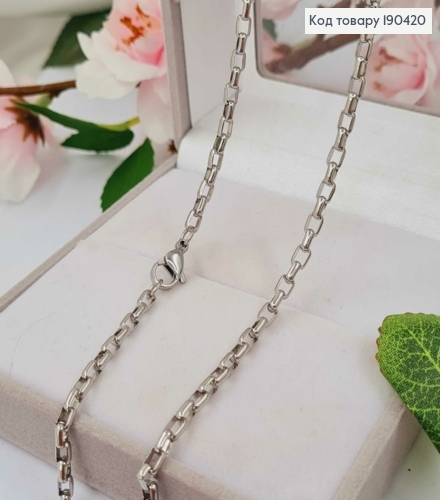 Ланцюжок родований, квадратне якірне плетіння, довжина 50см, Stainlles Still 190420 фото 2