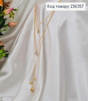 ПІдвіска потрійна, з трикутничком, камінцем та підвіскою Трояндою, 40см 236357 фото